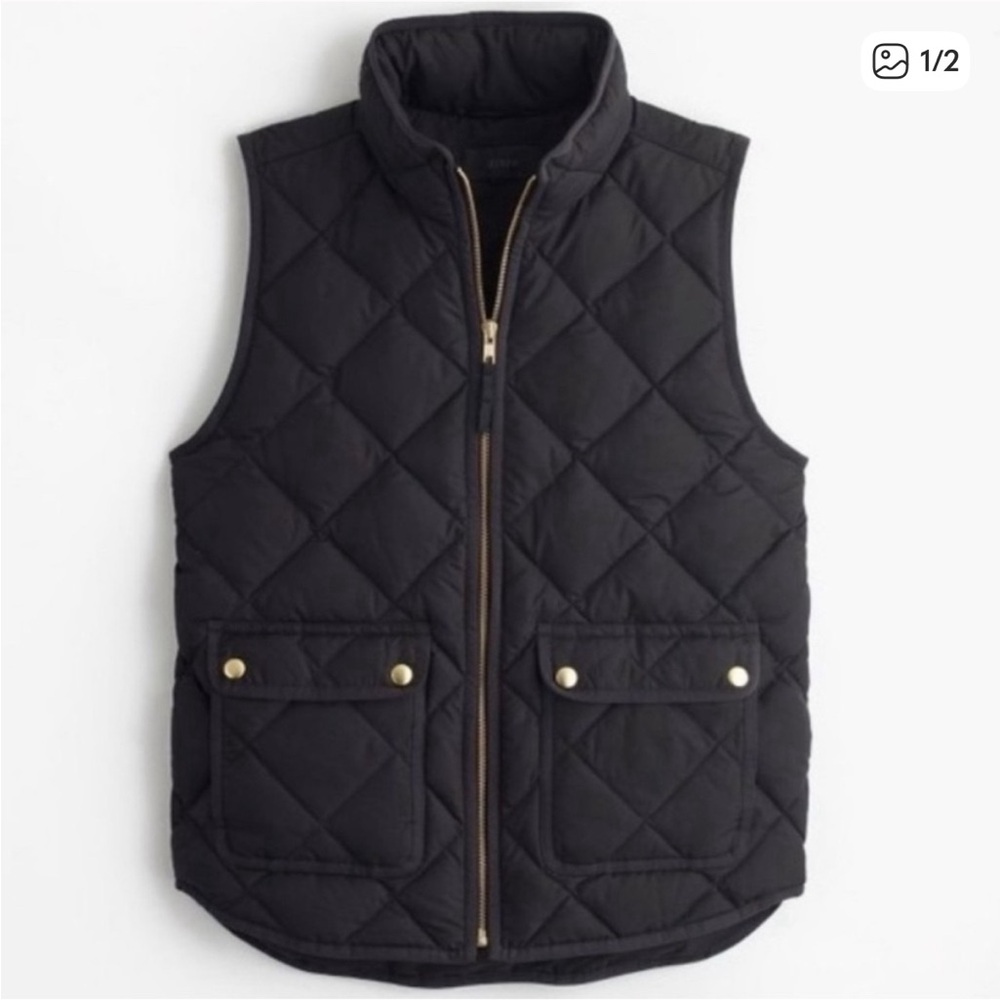 J. Crew Kids Black Quilted Vest with Gold Accents